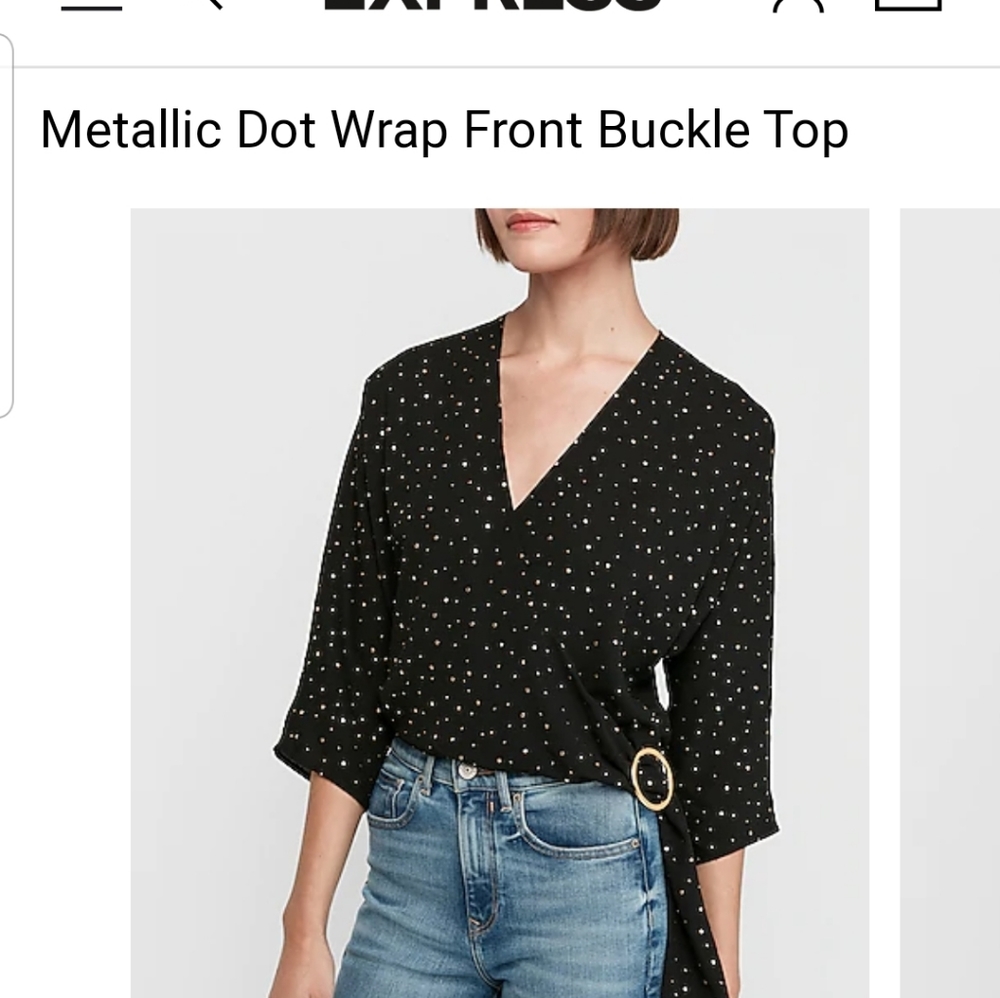 Metallic Dot Wrap buckle Top